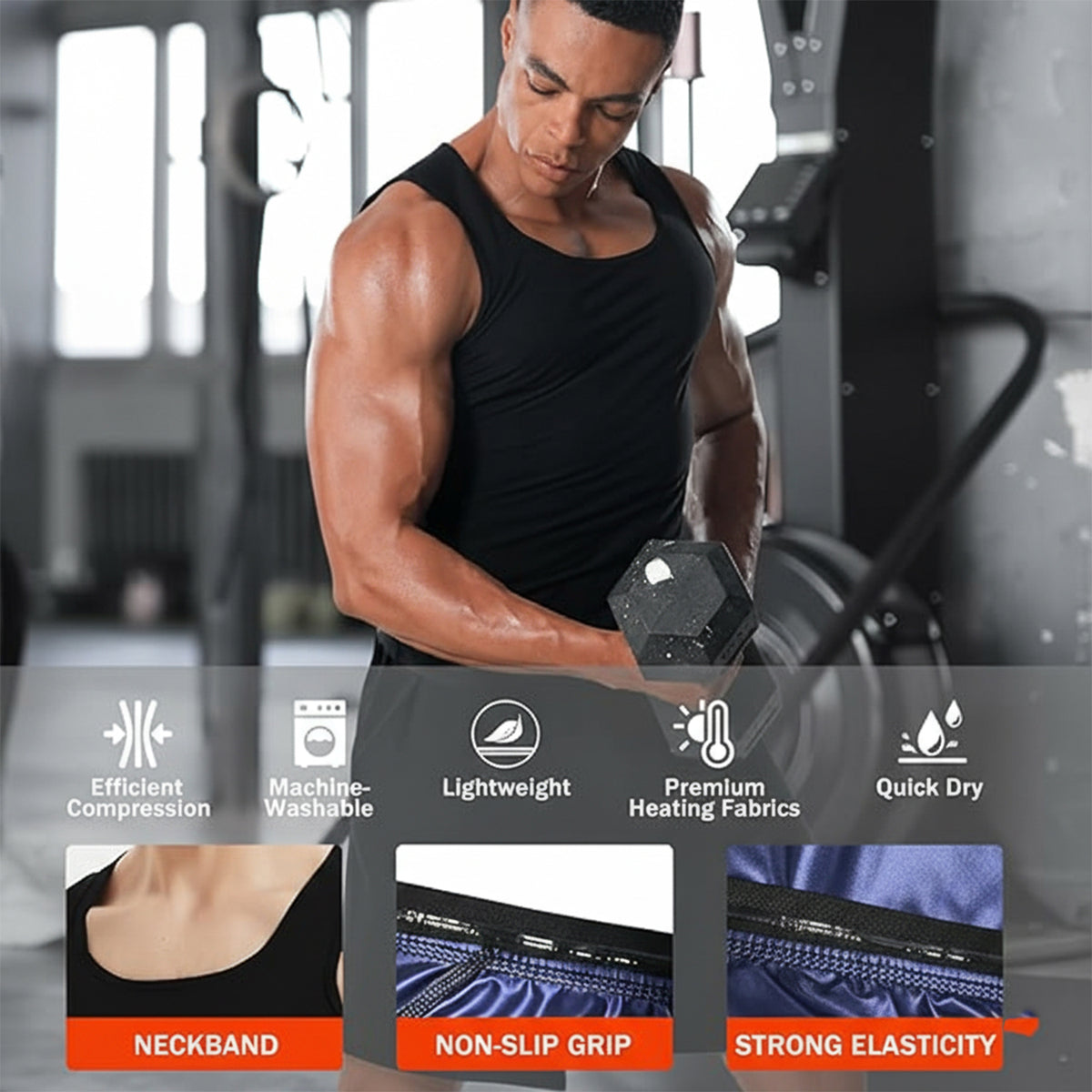 Mens Slim Fit Sweat Shaper Tank Top (Lxl 1 Pc)
