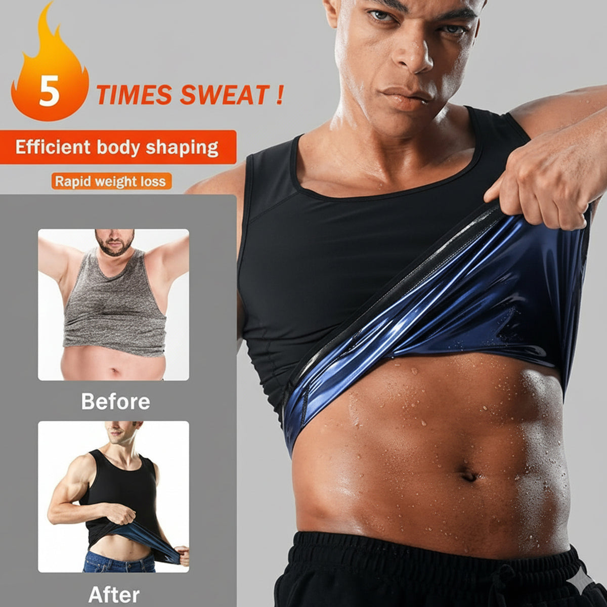 Mens Slim Fit Sweat Shaper Tank Top (Lxl 1 Pc)