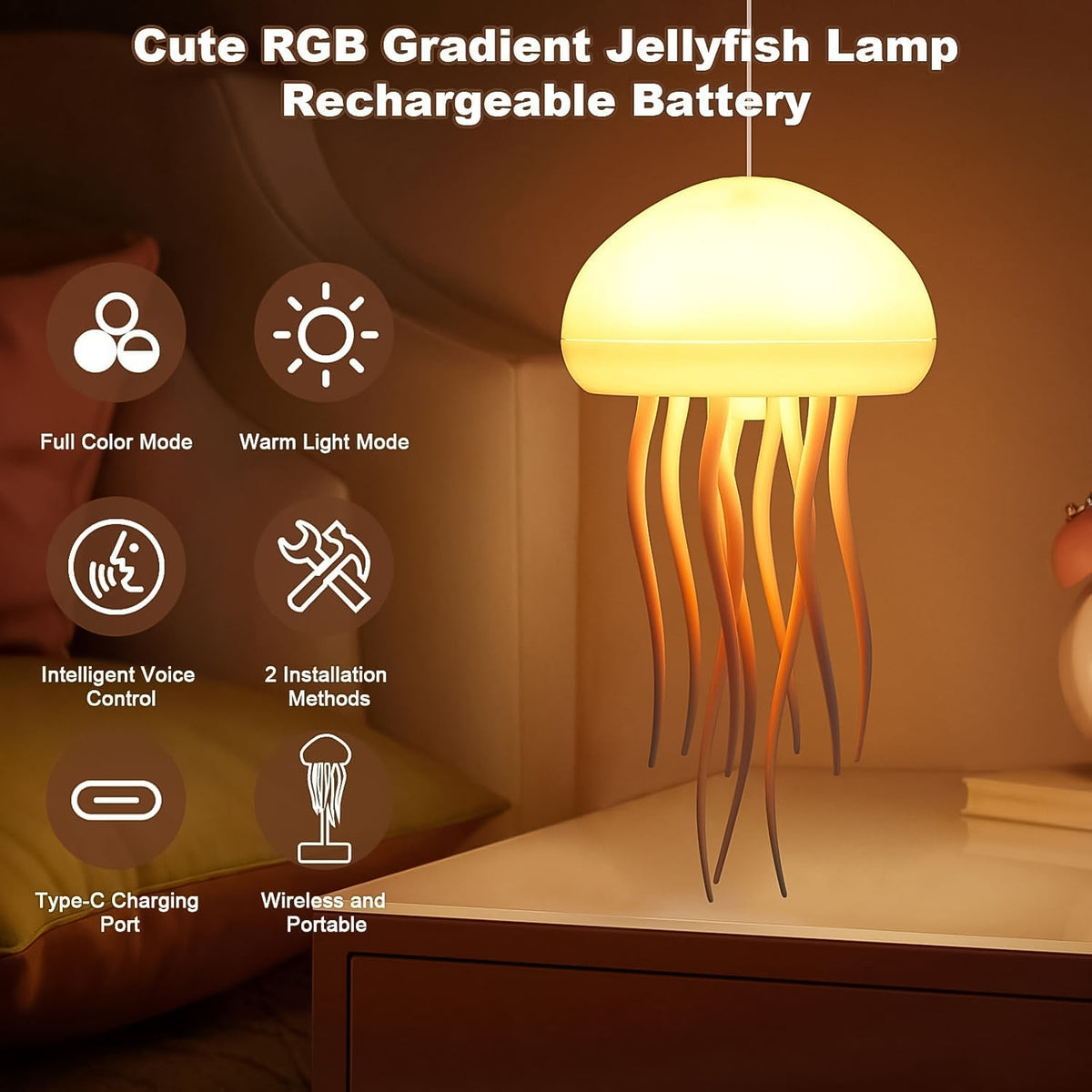 Jellyfish Shape Led Mood Light Lamp (1 Pc)